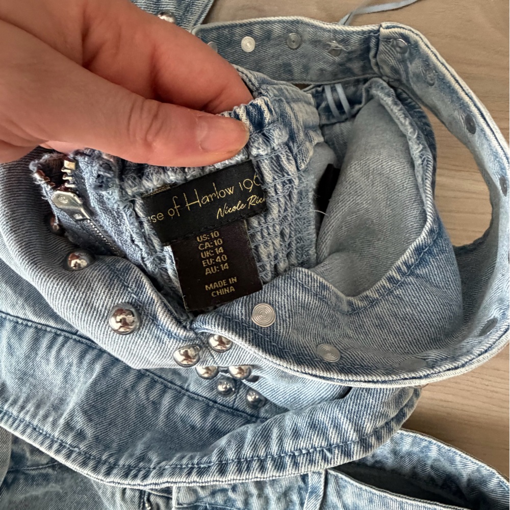 House of Harlow 1960 Light Blue Denim Wide-Leg Jeans and Top Set - Picture 5 of 5